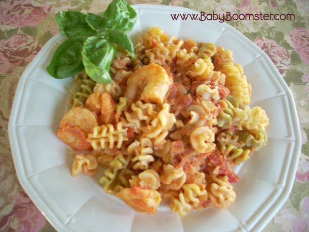 Baby Boomer Recipes | Shrimp Feta and Rotelli Pasta with Homemade Vodka Sauce