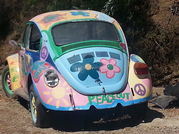 Backside of VW Bug - A Classic 60's VW found in Black Canyon just West of Chatsworth in Los Angeles #groovy #VWbug #Classicbeetle #Volkswagon