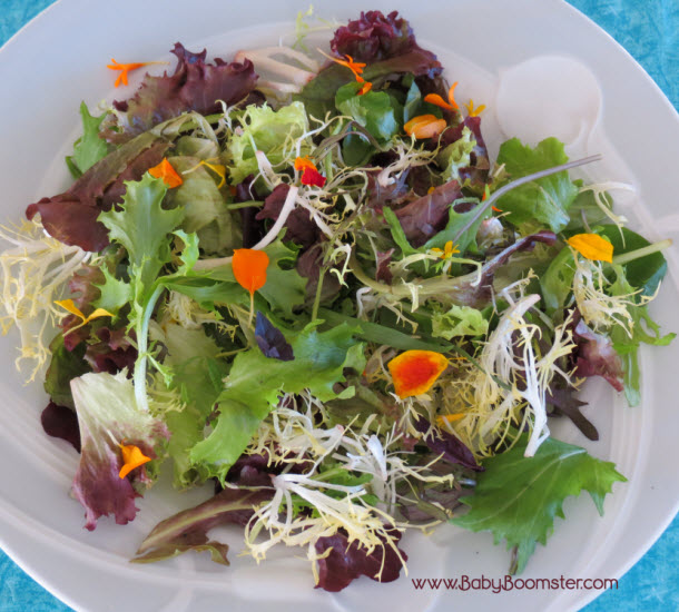 Shallot Salad Dressing with edible flowers