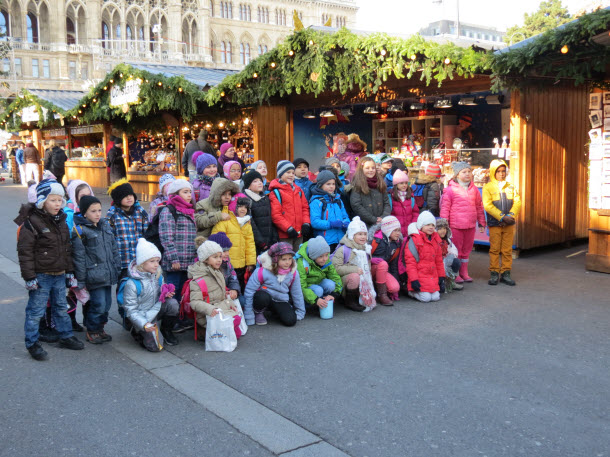 Children posing at the Rathausplatz - Vienna Christmas Market