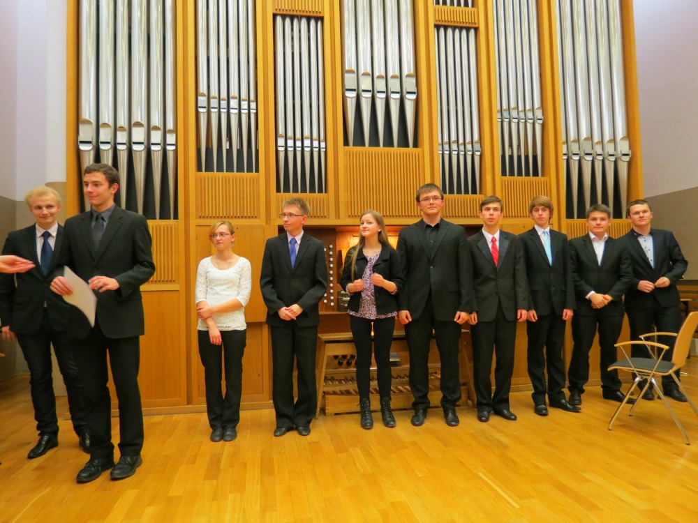 Students of the Kraków Academy of Music with organ. Kraków, Poland