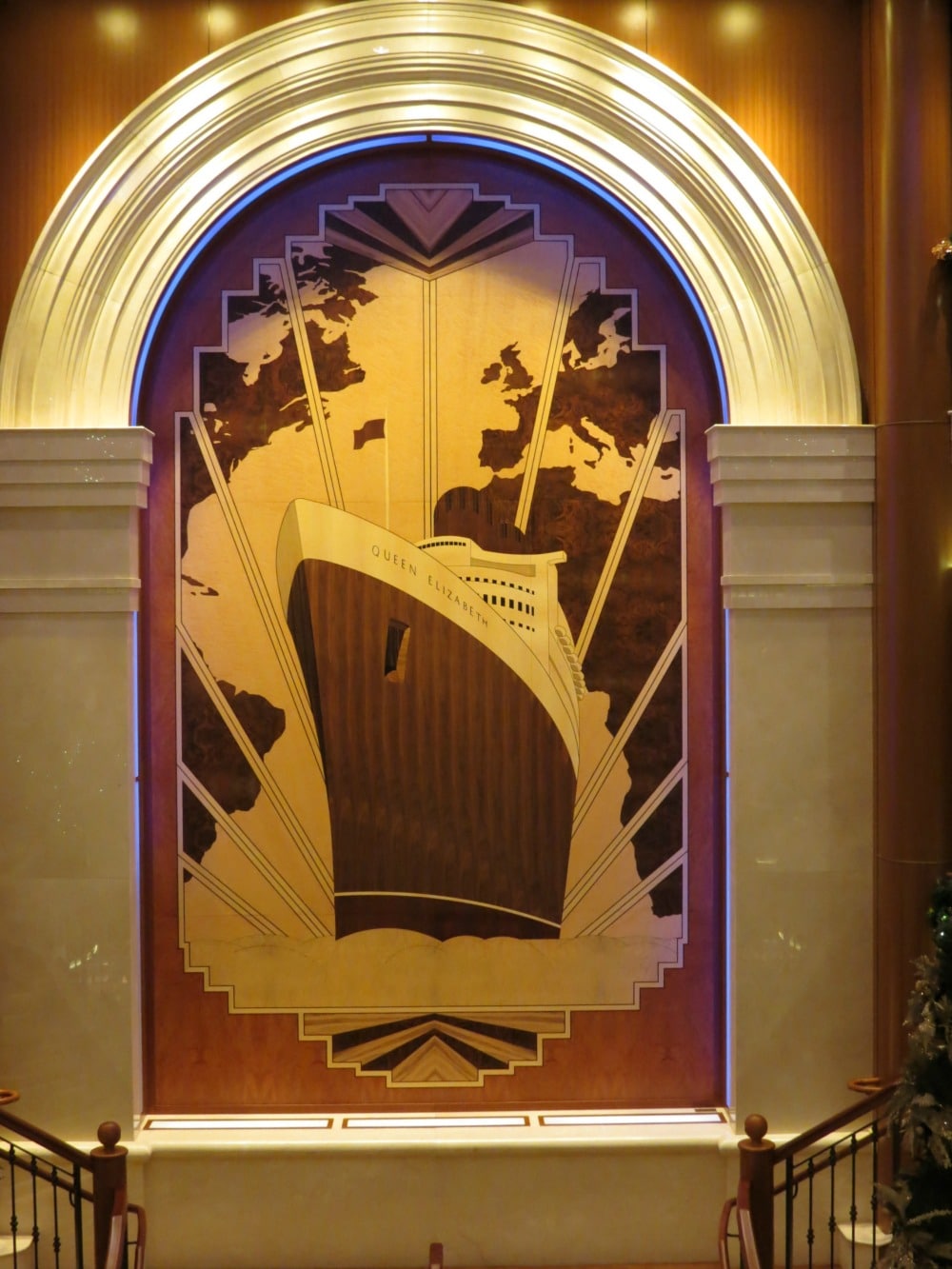 Baby Boomer Travel | Cruising | Cunard Queen Elizabeth - Deco inlaid wood art