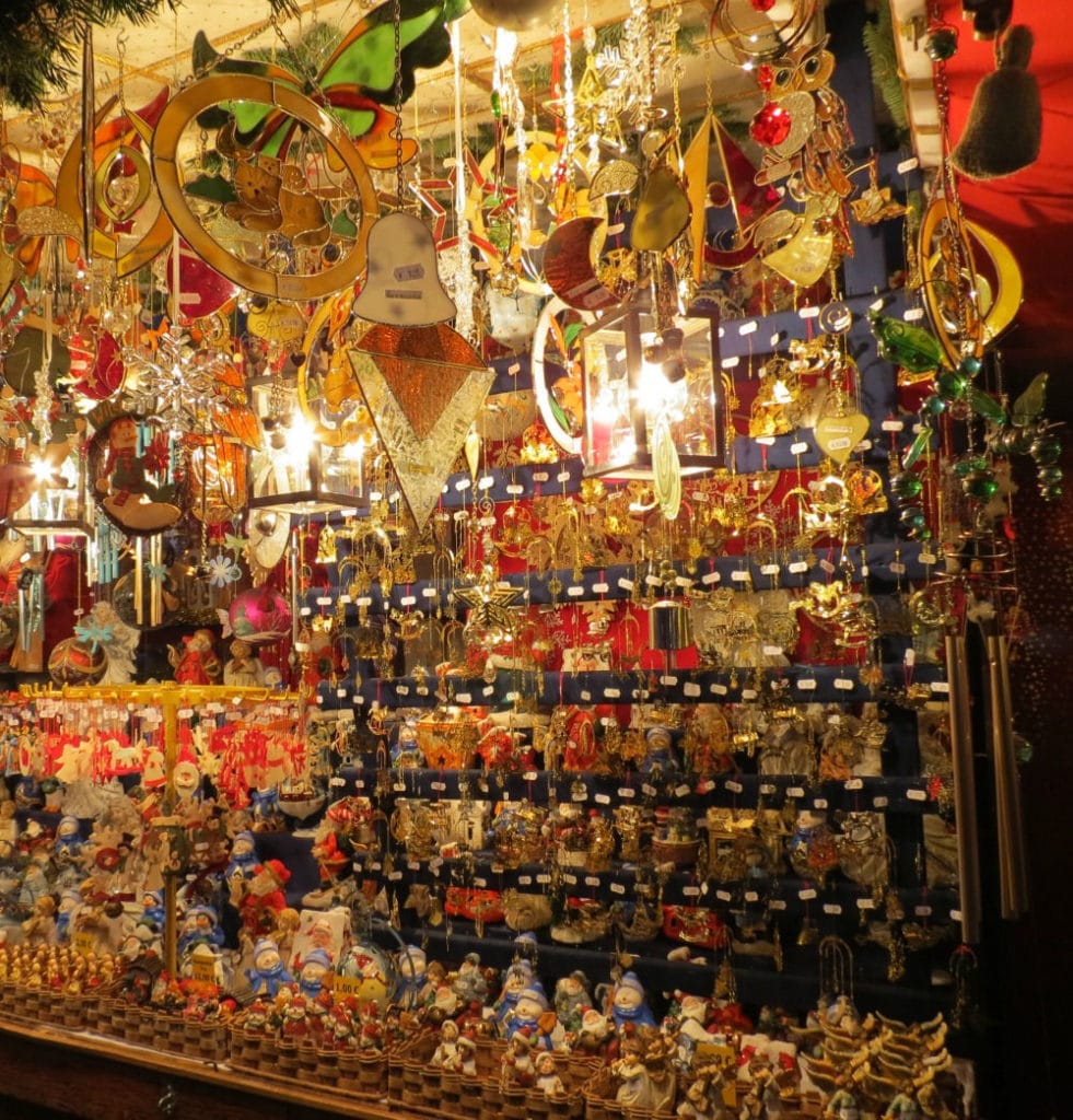 Booths are filled with food and Christmas Decorations at the #Nurnberg #ChristmasMarket #Nuremberg #Germany