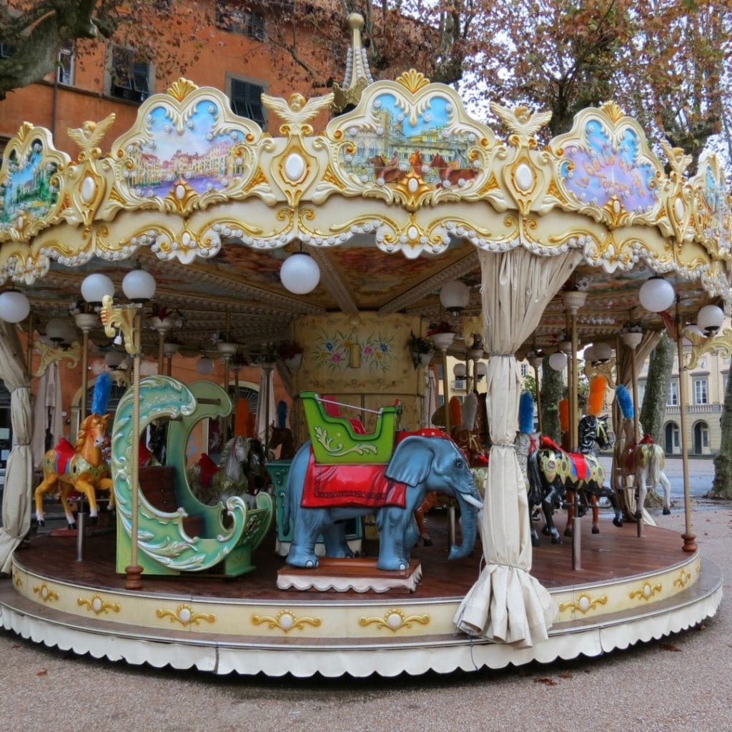 A merry-go-round at the Piazza Napoleone