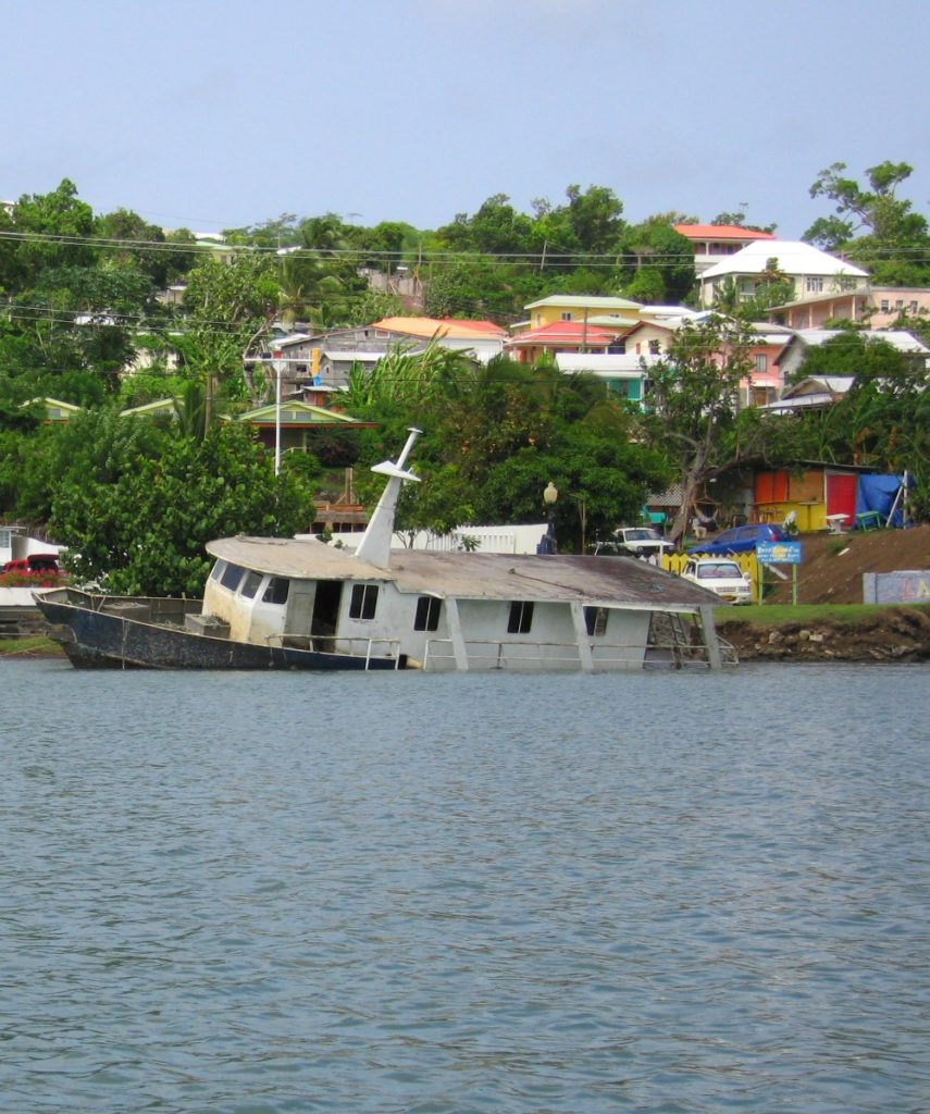 Baby Boomer Travel | Caribbean | St. George, Grenada - half sunk boat