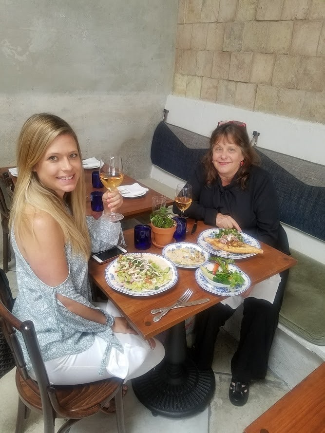Eating at a Mediterranean Style Restaurant in Los Angeles with my daughter