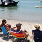 Beach goers at the Florida and Alabama border #beach #Alabama #Floribama