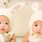 Twin Babies with Bunny Hats