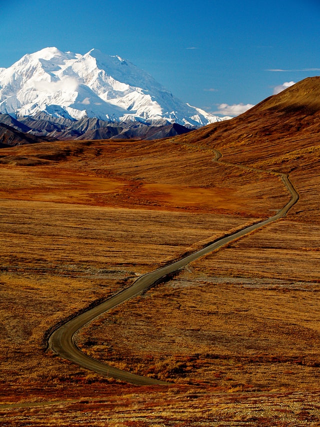 Denali, Alaska one of the highest and most picturesque mountains in the US.