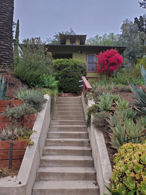 Steep steps to hillside house
