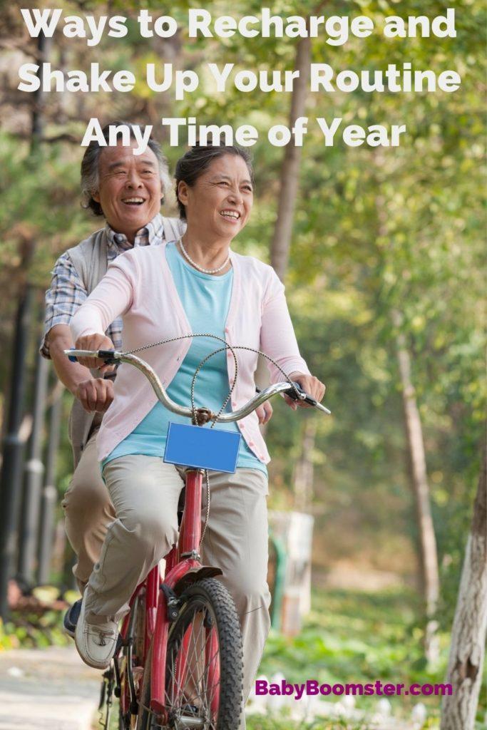 Older couple on a bike