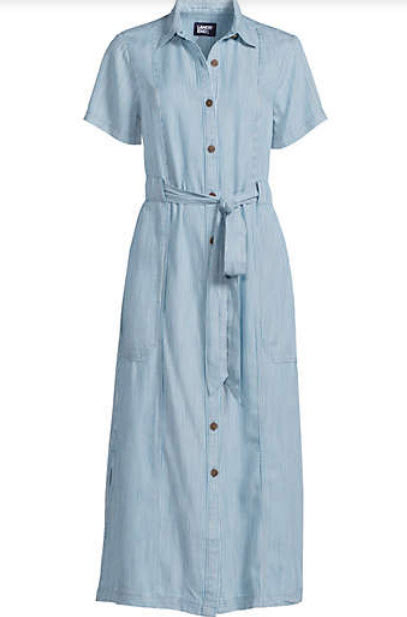 Womens Indigo button down midi dress from Lands End