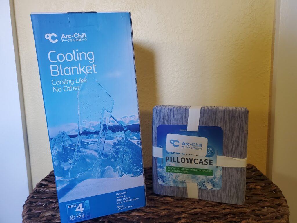 Arc-Chill Cooling Blanket and Pillowcases in box