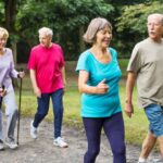 Seniors walking for good health in retirement