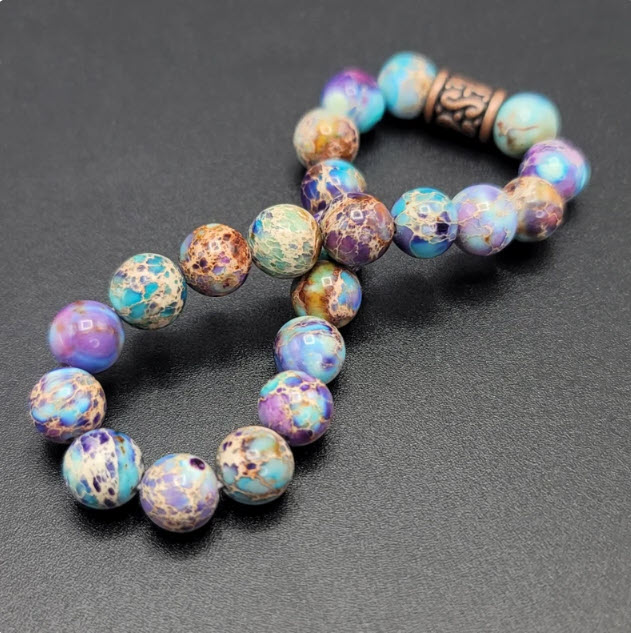 Purple blue sea sediment imperial Jasper bracelet