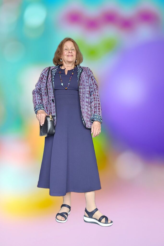 Conservative dress for a wedding.