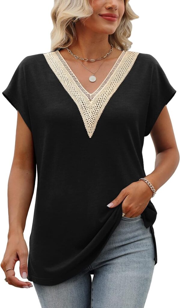 Women's Cap Sleeve blouse with embellished collar