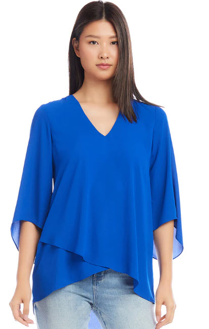 Karen Kane Bracelet Sleeve Asymmetrical Top