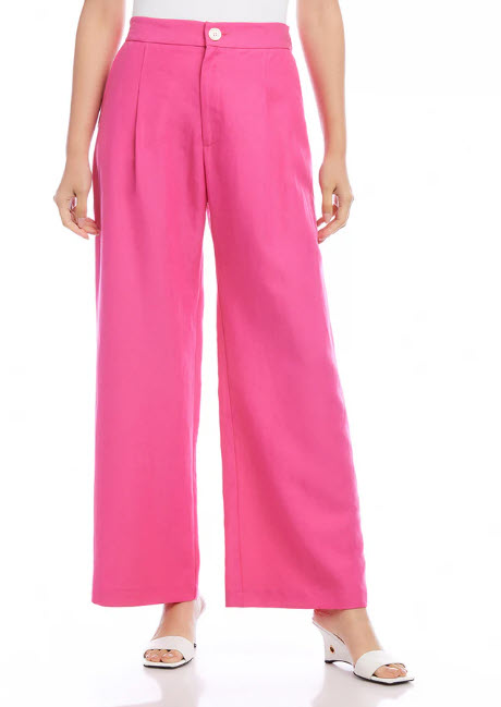 Hi Waist pleated linen pant by Karen Kane