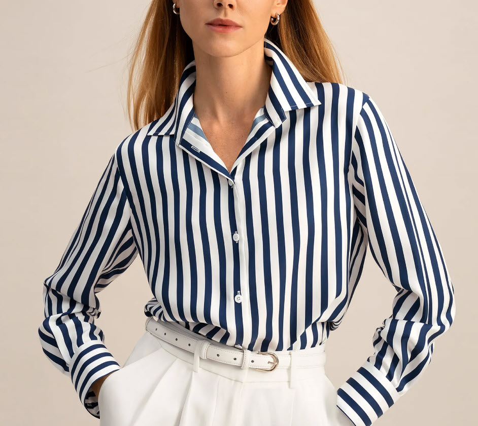 Amalfi Stripe Silk Shirt by Lilysilk