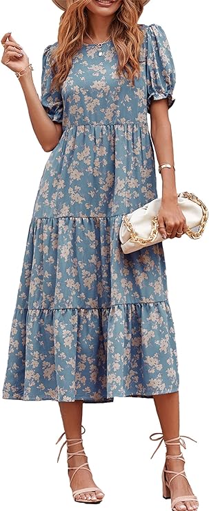 Pretty Garden print midi BOHO dress on Amazon