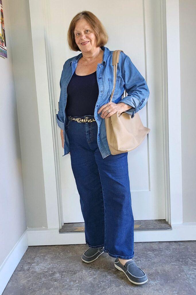 Wide Leg Jeans and Chambrey Shirt