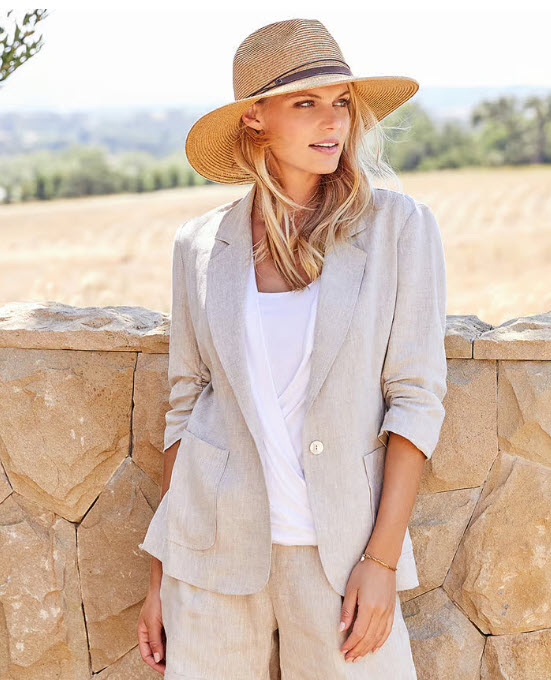 Karen Kane Linen Jacket in Oatmeal