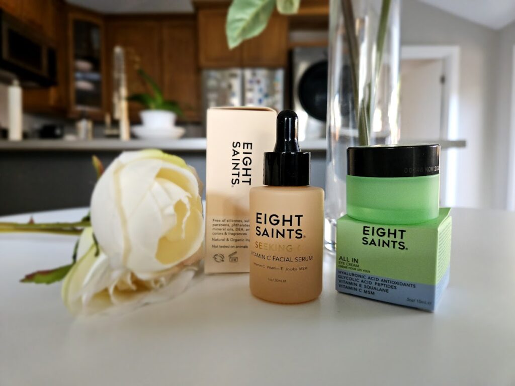 Eight Saints skincare serum and eye cream