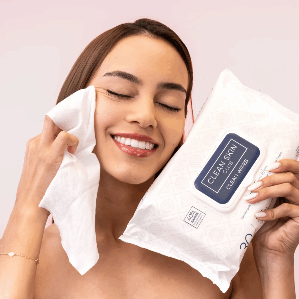 smiling woman using Clean Wipes