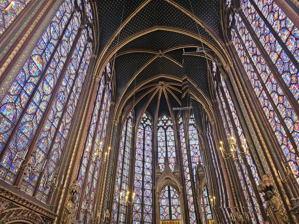 Stained Glass windows at Saint-Chapelle in Paris, France.