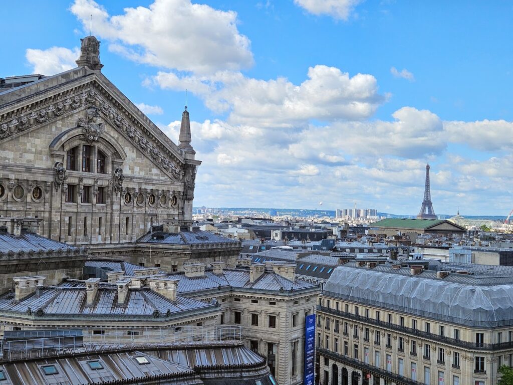 Rooftop view of Paris from Gallerie LaFayette Shopping Center