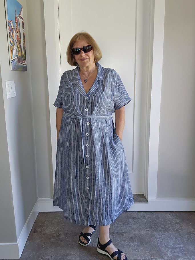 Quince vertical stripe linen dress